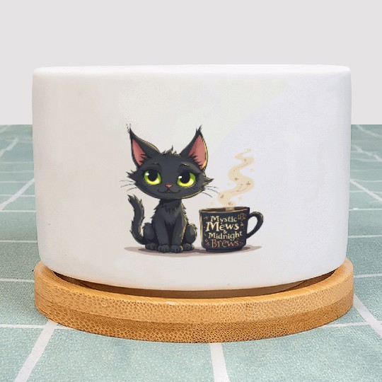 Mystic Mews & Midnight Brews - Black Cat & Magic Plant Pots