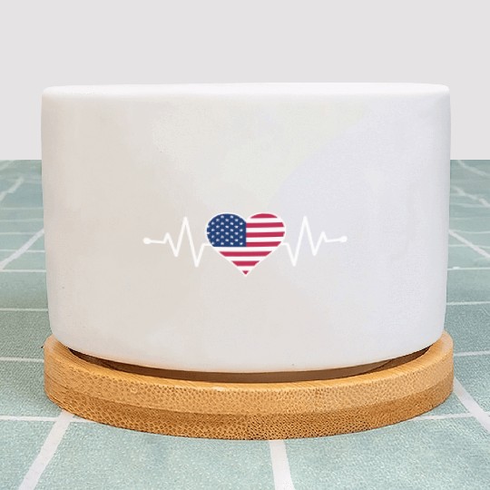 American Flag Heart Plant Pots Freedom 4th of July