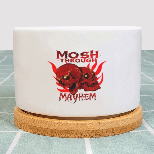 Mosh Through Mayhem Skull Design Plant Pots