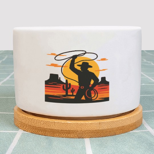 Lasso the Sunset Cowboy Plant Pots