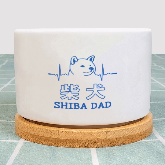 Shiba Dog Dad Heartbeat Plant Pots