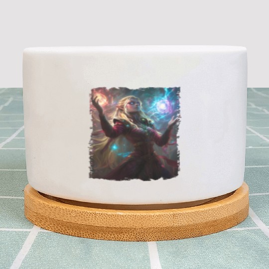 Magical Elf Sorceress under Starlight Plant Pots