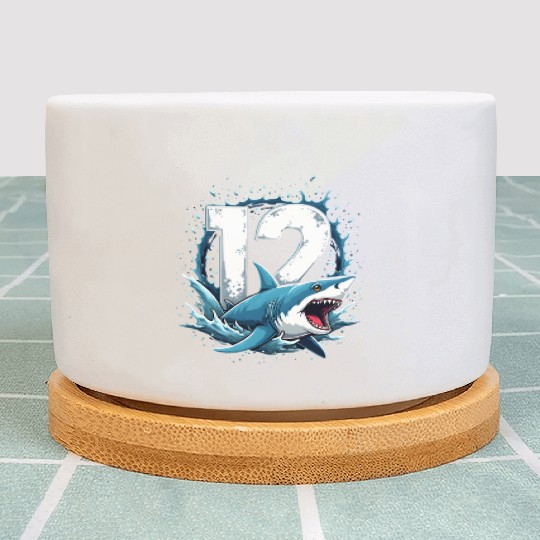 Shark Children Birthday Number 12 Splashing Fun Plant Pots
