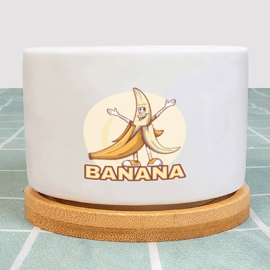 Playful Banana Character Illustration Plant Pots