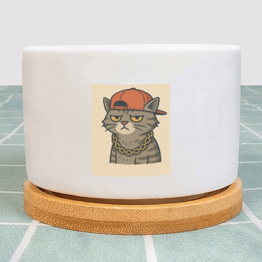 Urban Cat Gangster Illustration Plant Pots