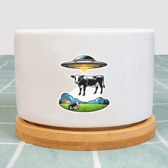 Alien UFO cow abduction Plant Pots