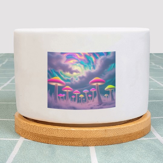 Neon Mushroom Forest – Psychedelic Minimalist Plant Pots