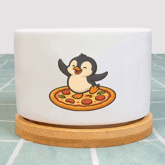 Dancing penguin pizza pizza lover fun Plant Pots