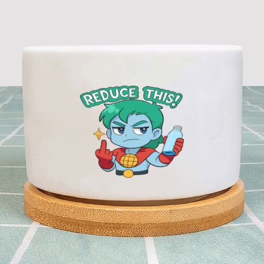 Chibi Style Captain Planet Reduce This!Design Plant Pots
