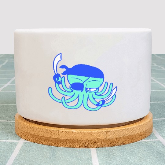 Octopus pirate crew captain sailor buccaneer sail Plant Pots