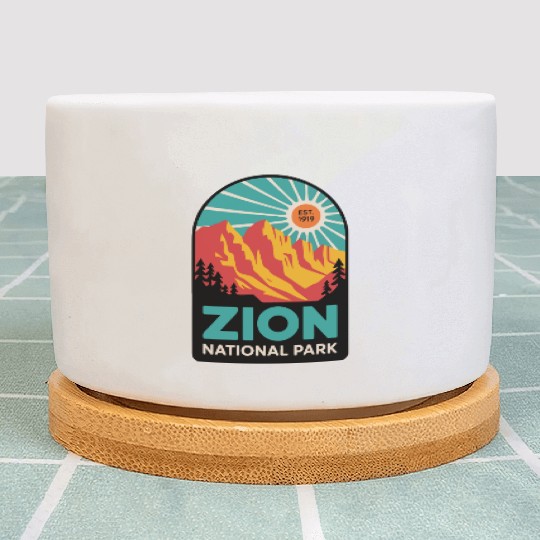 Zion National Park Retro Sunset Art Plant Pots