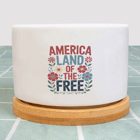 Retro Floral 4th July Girly USA Plant Pots