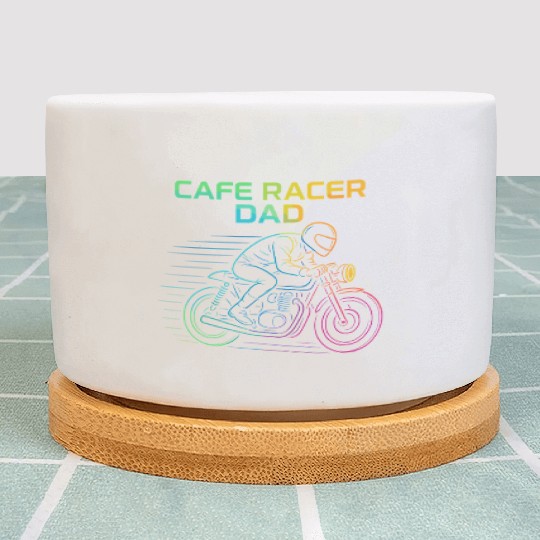 Cafe Racer Dad Vintage Motorcycle Line Art Biker Plant Pots