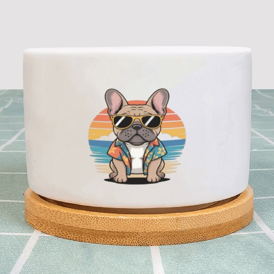 French Bulldog Summer Beach Vibe Plant Pots