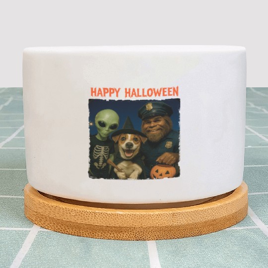 Bigfoot Alien Jack Russell Funny Halloween Trick Plant Pots