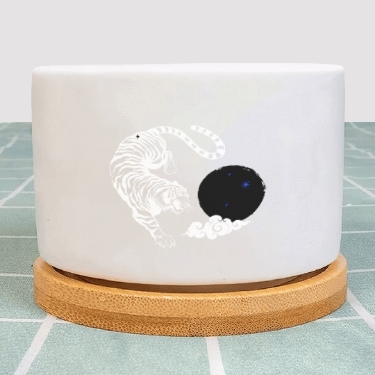 Celestial Pounce: Cosmic Tiger in the Night Plant Pots