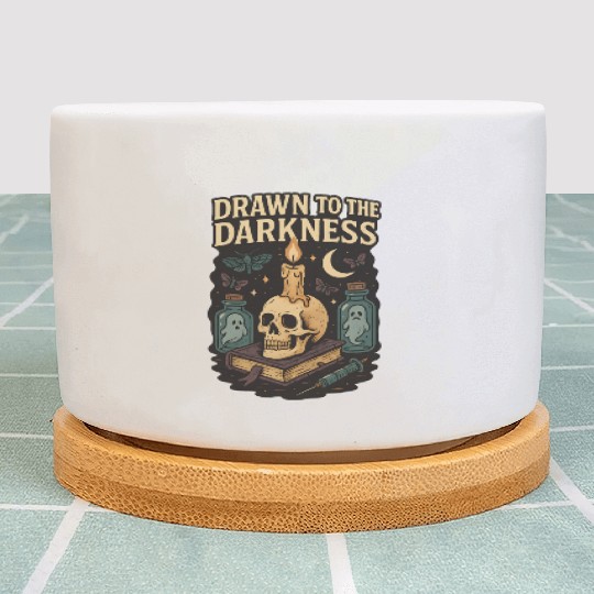 Drawn to the Darkness Gothic Skull and Candle Plant Pots