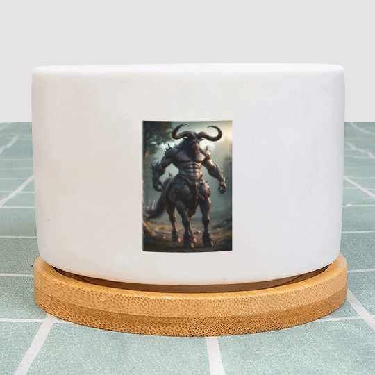 Dark Minotaur Warrior Fantasy Art Plant Pots