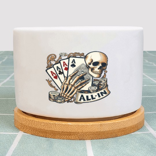 Casino Cards Gambling Skeleton Hand Gothic Plant Pots