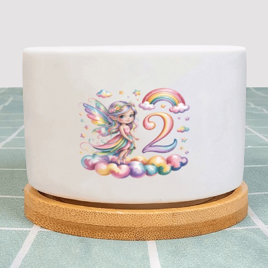 Magical Rainbow Fairy Elf 2nd Birthday Girl Plant Pots