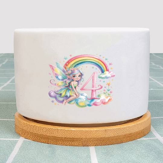 Magical Rainbow Fairy Elf 4th Birthday Girl Plant Pots