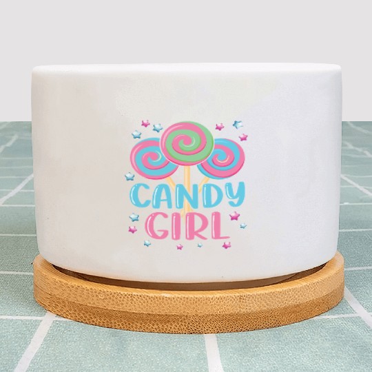Cute Lollipop Candy Girl Design 01 Plant Pots