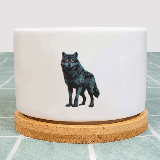 Tribal Red-Eyed Wolf – Fierce Alpha Spirit Plant Pots