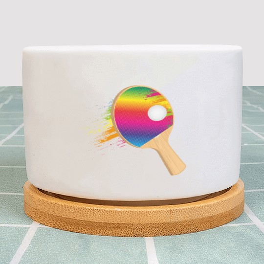 Colorful table tennis bat with ball – sporty Plant Pots