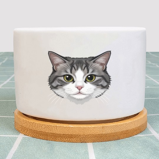 Realistic Cat Face – Feline Charm in Every Detail Plant Pots