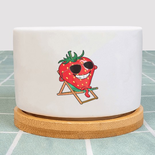 Playful Strawberry Sunbather Design Plant Pots
