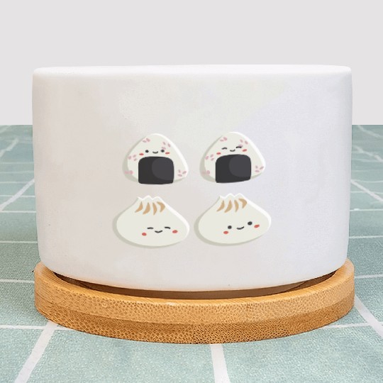 Onigiri and dumpling face character Plant Pots