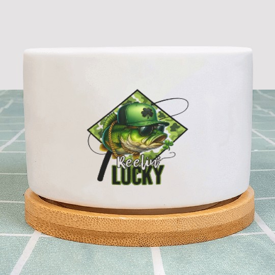 Reelin' Lucky Bass Fish Plant Pots