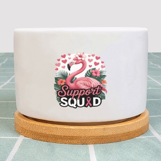 Pink Flamingo Support Squad Design Plant Pots
