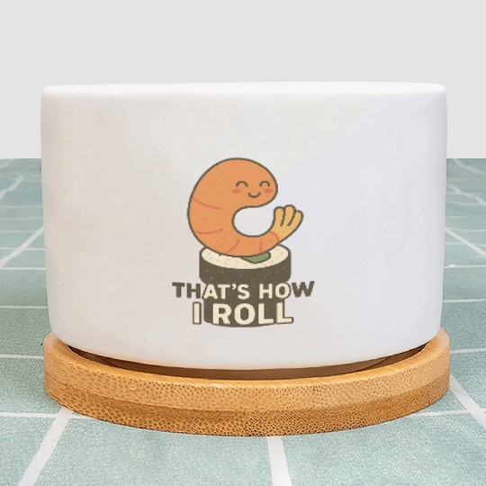 Cute Sushi Shrimp Roll Illustration Plant Pots