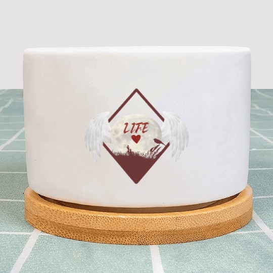 Moonlit Heart with Angel Wings (LIFE) Plant Pots