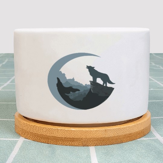 Wolf Moon Silhouette Plant Pots