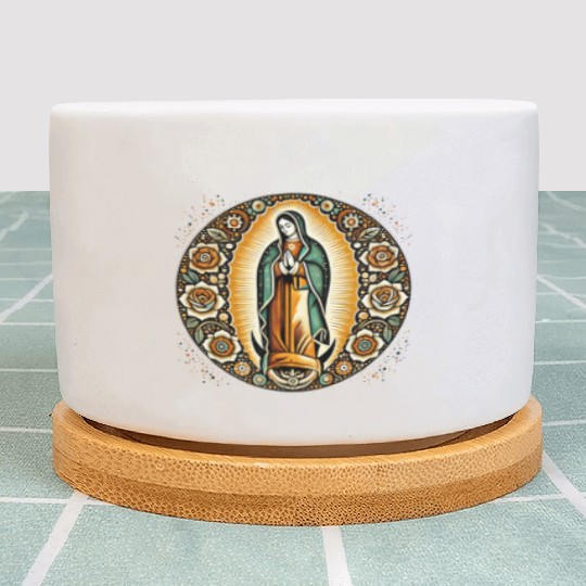 Our Lady of Guadalupe Mother Mary Art Plant Pots