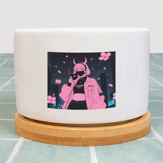 Neon Sakura Night Streetwear Design Plant Pots