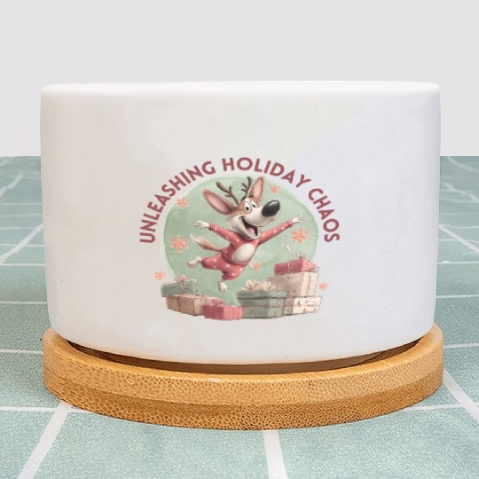 Festive Reindeer Celebration Design Plant Pots