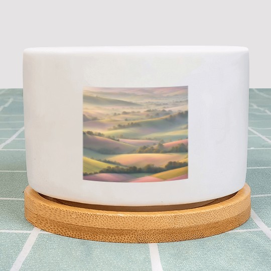 Pastel Rolling Hills Landscape Plant Pots