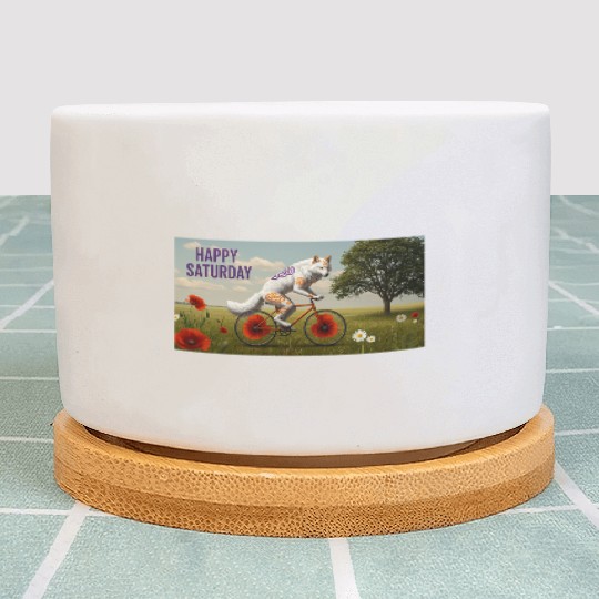 A striking anthropomorphic white wolf  Plant Pots