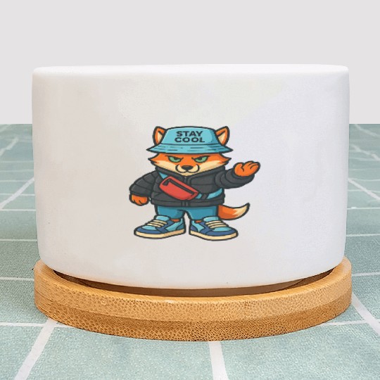 Cool Streetwear Turtle with "Stay Cool" Hat Plant Pots