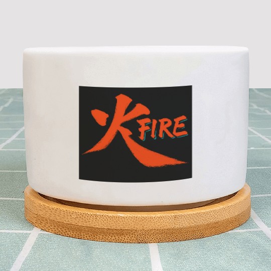 Fiery Ink Brush Art Plant Pots