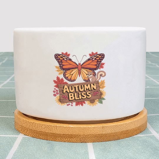 Autumn Bliss Butterfly Squirrel Leaves Fall Vibes Plant Pots