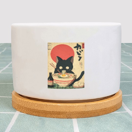Ramen Cat Retro Poster Plant Pots
