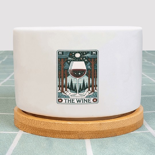 The Wine Tarot Card – Vintage Boozy Arcana Art Plant Pots