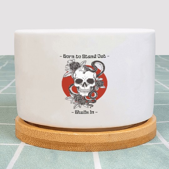 Dark Floral Skull With Snake and Roses Plant Pots