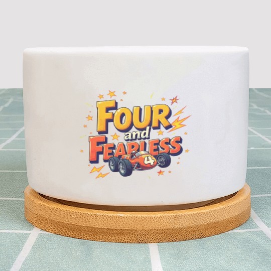 Four and Fearless - 4th Birthday Race Car Design Plant Pots
