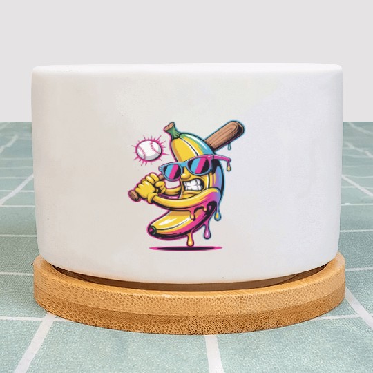 Funny Banana Swinging Baseball Humor Cartoon Drip Plant Pots