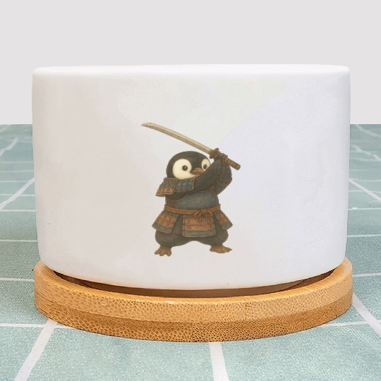 Penguin Samurai katana sword martial arts Japan Plant Pots